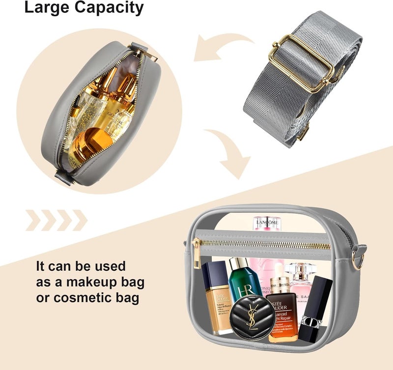 Fibrdoo Clear Bag Stadium Approved, Leather Clear Crossbody Purse Bag for Concerts Sports Events Festivals - Image 3